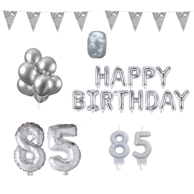 85 jaar Verjaardag Versiering Pakket zilver