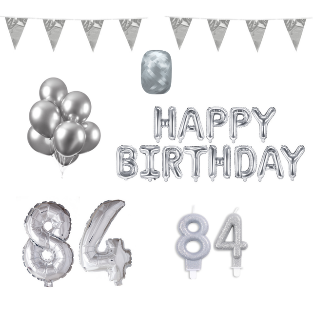 84 jaar Verjaardag Versiering Pakket zilver