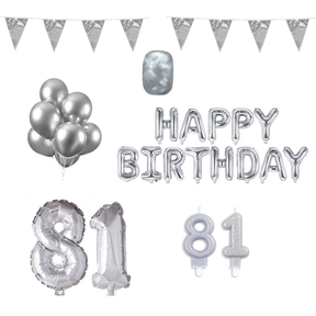 81 jaar Verjaardag Versiering Pakket zilver