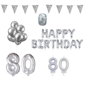 80 jaar Verjaardag Versiering Pakket zilver