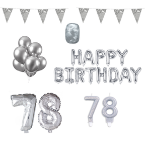 78 jaar Verjaardag Versiering Pakket zilver