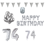 74 jaar Verjaardag Versiering Pakket zilver
