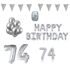 74 jaar Verjaardag Versiering Pakket zilver