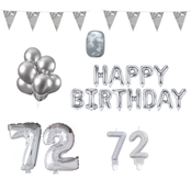 72 jaar Verjaardag Versiering Pakket zilver
