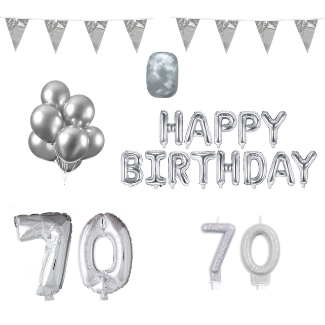 70 jaar Verjaardag Versiering Pakket zilver