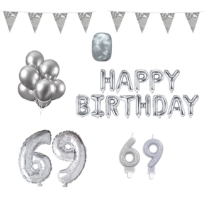 69 jaar Verjaardag Versiering Pakket zilver