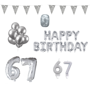 67 jaar Verjaardag Versiering Pakket zilver