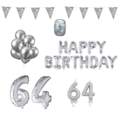 64 jaar Verjaardag Versiering Pakket zilver