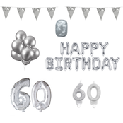 60 jaar Verjaardag Versiering Pakket zilver