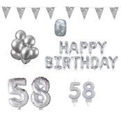58 jaar Verjaardag Versiering Pakket zilver