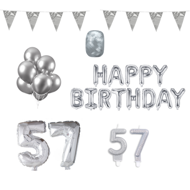 57 jaar Verjaardag Versiering Pakket zilver