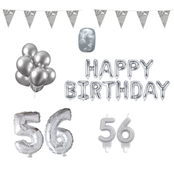 56 jaar Verjaardag Versiering Pakket zilver