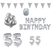 55 jaar Verjaardag Versiering Pakket zilver