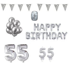 55 jaar Verjaardag Versiering Pakket zilver
