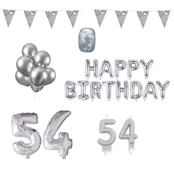 54 jaar Verjaardag Versiering Pakket zilver