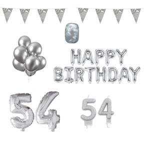 54 jaar Verjaardag Versiering Pakket zilver