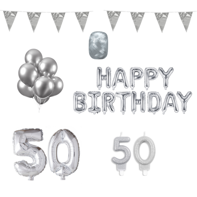50 jaar Verjaardag Versiering Pakket zilver 50 jaar Verjaardag Versiering Pakket zilver