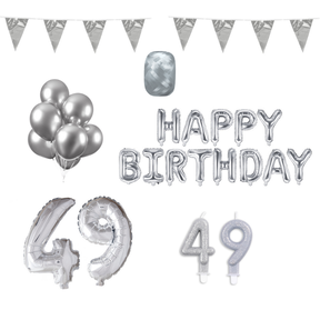 49 jaar Verjaardag Versiering Pakket zilver