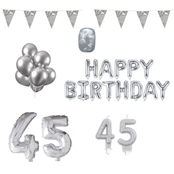 45 jaar Verjaardag Versiering Pakket zilver