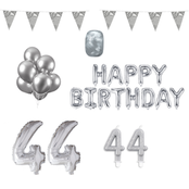 44 jaar Verjaardag Versiering Pakket zilver