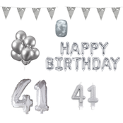 41 jaar Verjaardag Versiering Pakket zilver
