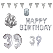 39 jaar Verjaardag Versiering Pakket zilver