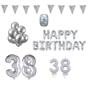 38 jaar Verjaardag Versiering Pakket zilver
