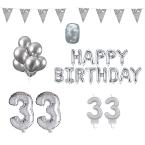33 jaar Verjaardag Versiering Pakket zilver