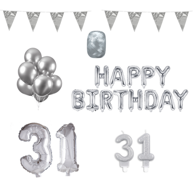 31 jaar Verjaardag Versiering Pakket zilver