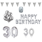 30 jaar Verjaardag Versiering Pakket zilver