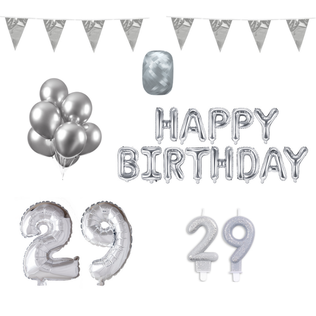 29 jaar Verjaardag Versiering Pakket zilver
