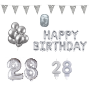 28 jaar Verjaardag Versiering Pakket zilver