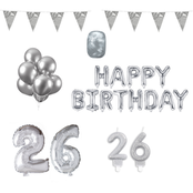 26 jaar Verjaardag Versiering Pakket zilver