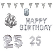 25 jaar Verjaardag Versiering Pakket zilver