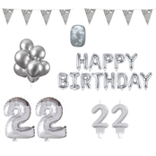 22 jaar Verjaardag Versiering Pakket zilver