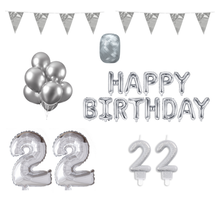22 jaar Verjaardag Versiering Pakket zilver