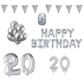 20 jaar Verjaardag Versiering Pakket zilver