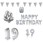 19 jaar Verjaardag Versiering Pakket zilver