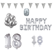 18 jaar Verjaardag Versiering Pakket zilver