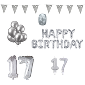 17 jaar Verjaardag Versiering Pakket zilver