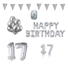17 jaar Verjaardag Versiering Pakket zilver