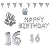 16 jaar Verjaardag Versiering Pakket zilver 16 jaar Verjaardag Versiering Pakket zilver