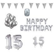 15 jaar Verjaardag Versiering Pakket zilver