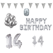 14 jaar Verjaardag Versiering Pakket zilver