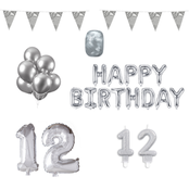12 jaar Verjaardag Versiering Pakket zilver 12 jaar Verjaardag Versiering Pakket zilver