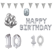 10 jaar Verjaardag Versiering Pakket zilver 10 jaar Verjaardag Versiering Pakket zilver