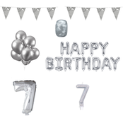 7 jaar Verjaardag Versiering Pakket zilver