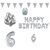 6 jaar Verjaardag Versiering Pakket zilver