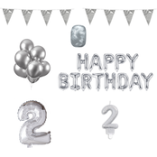 2 jaar Verjaardag Versiering Pakket zilver