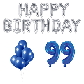 99 jaar Verjaardag Versiering Ballon Pakket Blauw & zilver